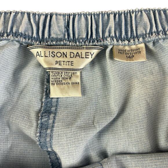 Alison Daley Pants Petite Women Sz 14P Light Blue Chambray Elastic Waist Pull On - Picture 7 of 11